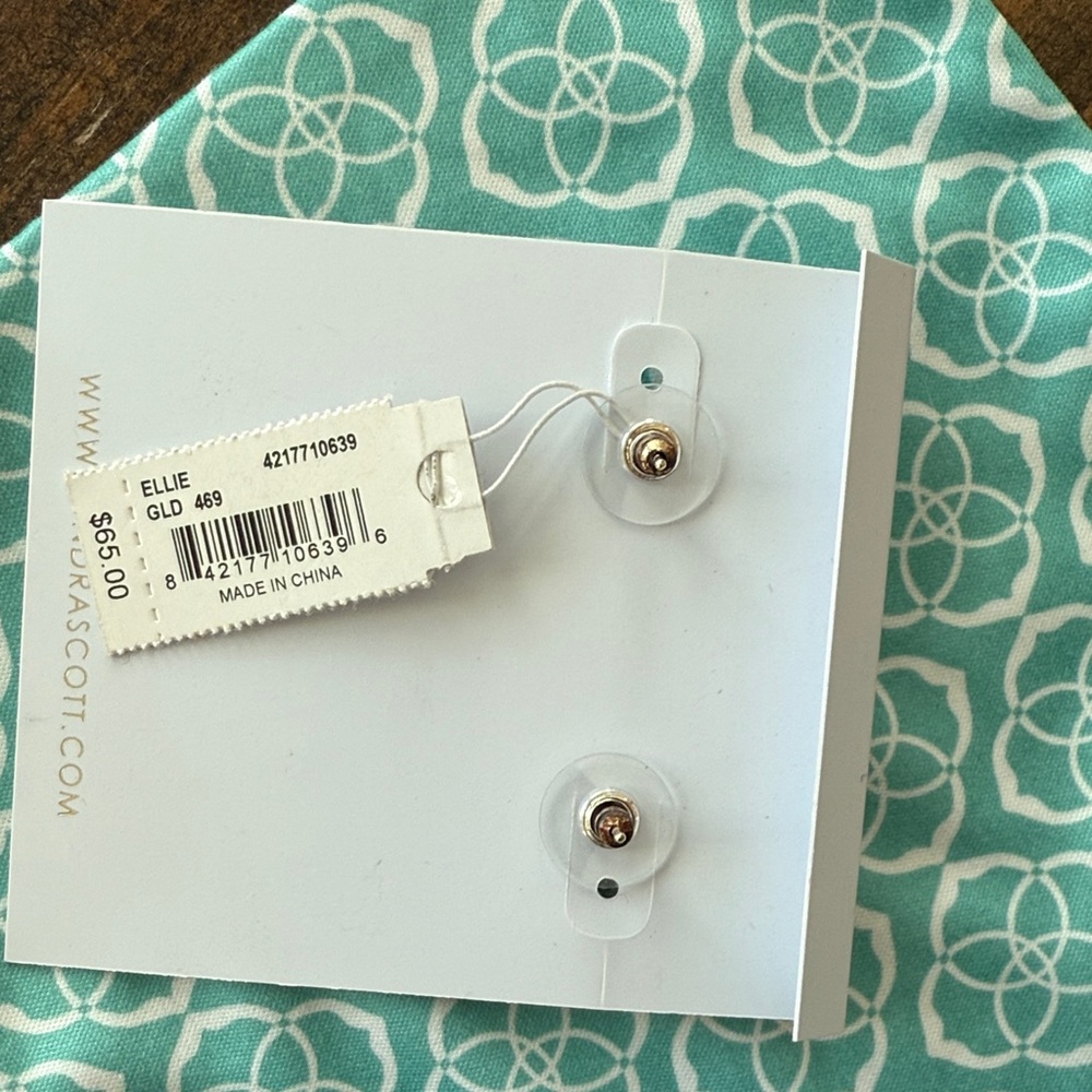 Kendra Scott Navy and Gold Stud Ellie Earrings - Picture 3 of 3